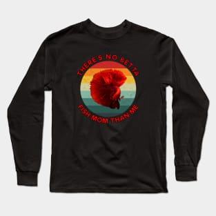 Vintage There's no betta fish mom than me Red Long Sleeve T-Shirt